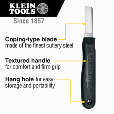 Cable Splicer's Knife 6-1/4 Inch, 1095 Steel Blade, Textured Handle