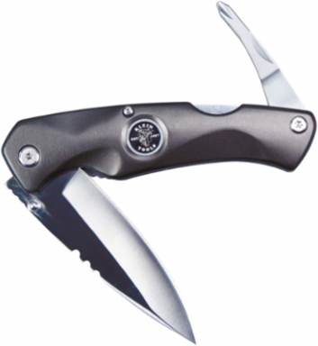 Electrician's Multi-Tool Knife with No. 2 Phillips, 3.375 Inch Blade Length, Aluminum Handle