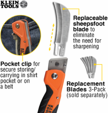 Cable Skinning Utility Knife 4.75 Inch Handle, 2.5 Inch Hawkbill Blade