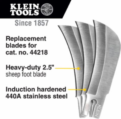 Replacement Hawkbill Blades 3-Pack, 2.5 Inch, Induction-Hardened 440A Stainless Steel
