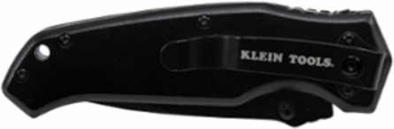 Pocket Knife 3-1/2 Inch Drop Point Blade, Black Aluminum Handle, Liner Lock