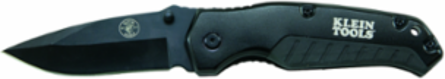 Pocket Knife 3-1/2 Inch Drop Point Blade, Black Aluminum Handle, Liner Lock
