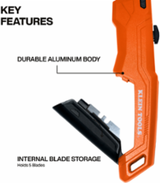 Slide Out Utility Knife, 6.5 Inch Length, 1 Inch Blade Length, Aluminum Handle