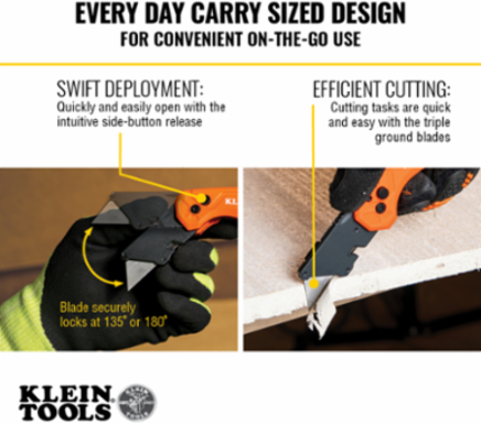 Folding Utility Knife, 6.9 Inch Length, Steel Blade, 1 Inch Blade