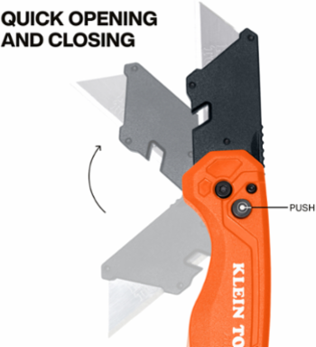 Folding Utility Knife, 6.9 Inch Length, Steel Blade, 1 Inch Blade