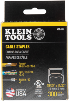 Insulated Cable Staples 31/64 Inch x 7/8 Inch for NM (Romex) Cable, Pack of 300