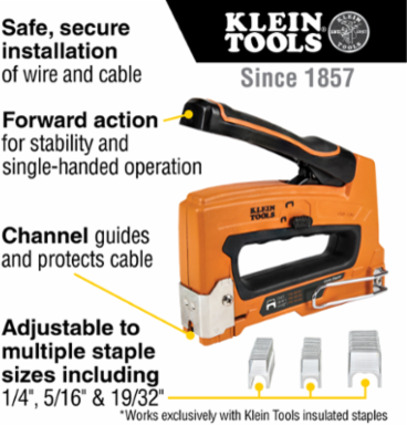 Cable Stapler for Insulated Staples, Adjustable 1/4-5/16-11/32 Inch, 1.7 lbs