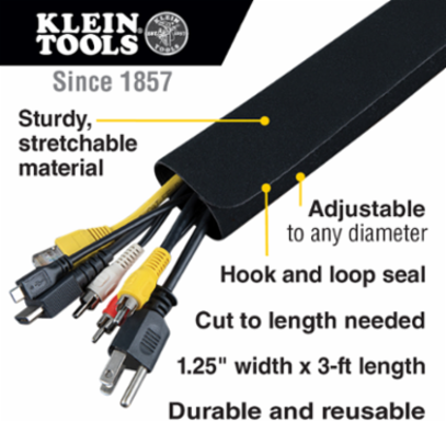 Cable Management Sleeves 1.25 Inch Diameter, 3 Foot Long, 2-Pack