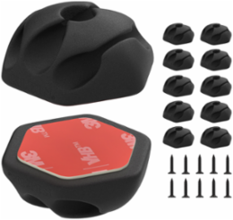 Self-Adhesive Cable Mounting Clips, 3-Slot, 1.3 Inch, Pack of 10
