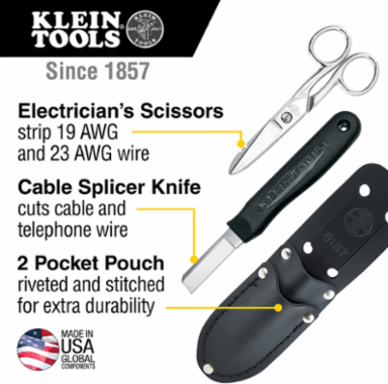 Cable Splicer's Kit, 11 Inch x 7-1/2 Inch, Includes Knife & Scissors with Stripping Notches
