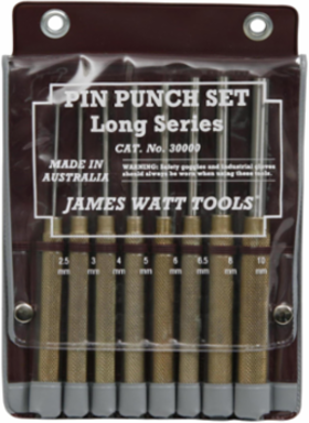 Long Pin Punch Set - 8 Piece, 5 Inch Width, Heat Treated Tool Steel, 1.5 lbs