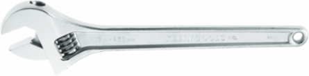 18 Inch Adjustable Wrench with 2.063 Inch Jaw Capacity, High-Polish Chrome Finish