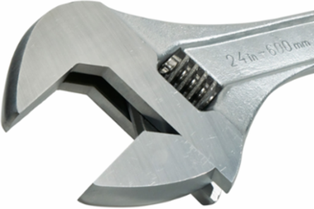 24 Inch Adjustable Wrench, 2.5 Inch Jaw Capacity, High-Polish Chrome Finish
