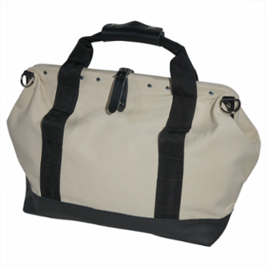 18 Inch Canvas Tool Bag with Leather Bottom, 11 Pockets, Heavy-Duty