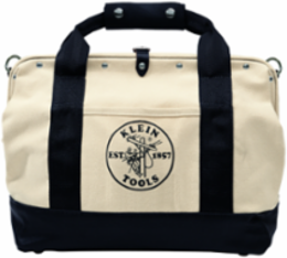 18 Inch Canvas Tool Bag with Leather Bottom, 11 Pockets, Heavy-Duty