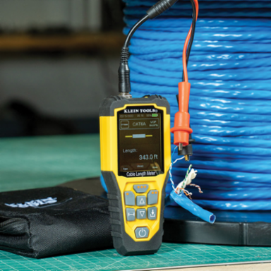 Cable Length Meter, Measures up to 3000 Feet, Includes Test Leads & Carrying Case