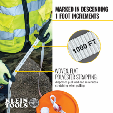 Conduit Measuring Pull Tape 1800 lb x 1300 Foot, Pre-Lubricated, 11 Inch Width