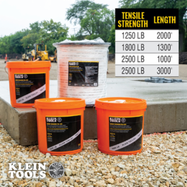 Conduit Measuring Pull Tape, 2500 lb x 1000' Heavy-Duty, Pre-Lubricated