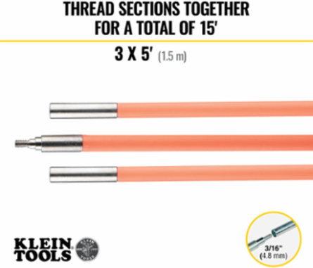 Lo-Flex Glow Rod 15 Foot, 1/4 Inch Diameter, Fiberglass with Adapter and Glow Feature