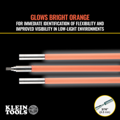 Lo-Flex Glow Rod 15 Foot, 1/4 Inch Diameter, Fiberglass with Adapter and Glow Feature