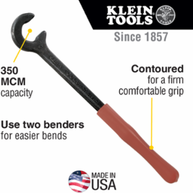 Cable Bender 12 Inch, 350 MCM Capacity, Angled Head for Tight Spaces