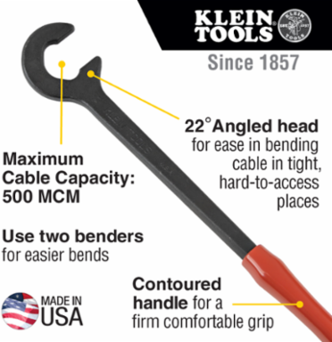 Cable Bender 14 Inch - 22° Angle, 500 MCM Capacity, Forged Steel Construction