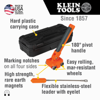 Magnetic Wire Puller - 11 Inch Length, 3.2 Inch Height, Hard Plastic Case