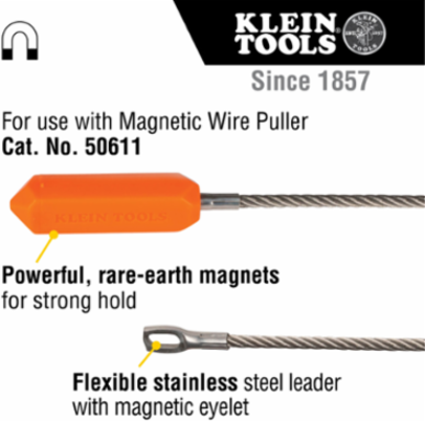 Magnetic Wire Puller Replacement Leader, 10.5 Inch Length, Stainless Steel