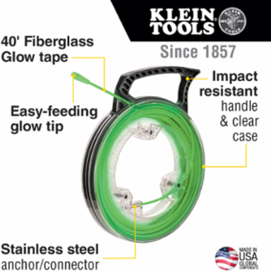 Glow-in-the-Dark Fish Tape 40-Foot x 0.153 Inch, Lightweight Fiberglass Material