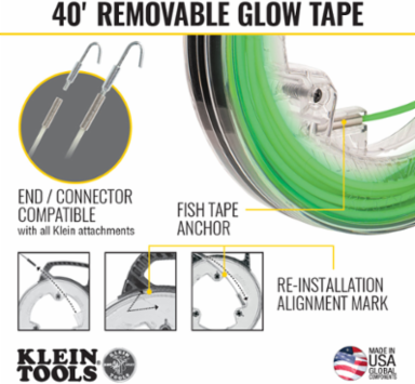 Glow-in-the-Dark Fish Tape 40-Foot x 0.153 Inch, Lightweight Fiberglass Material