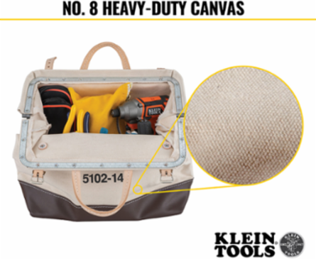 Heavy-Duty 14 Inch Canvas Tool Bag with Rivet Reinforcements
