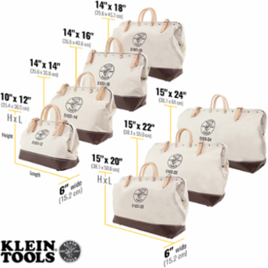Heavy-Duty 14 Inch Canvas Tool Bag with Rivet Reinforcements