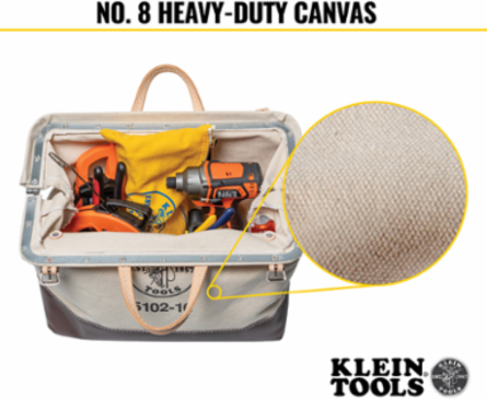 Heavy-Duty Canvas Tool Bag, 16 Inch, Rivet-Reinforced, 3 lb