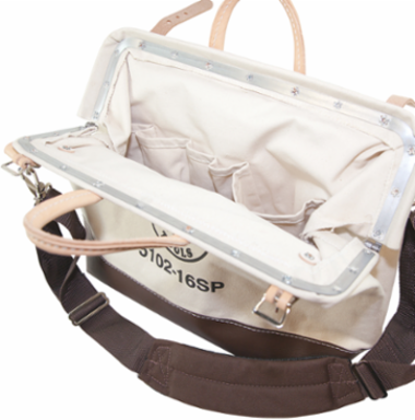 Deluxe Canvas Tool Bag 16 Inch, 13 Pockets, Heavy-Duty, Adjustable Shoulder Strap