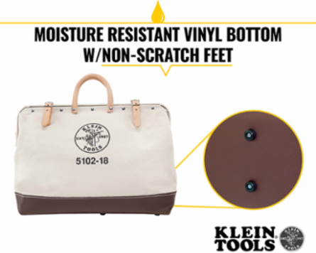 Heavy-Duty Canvas Tool Bag, 18 Inch, Moisture Resistant, Rivet-Reinforced, 2.75 lbs