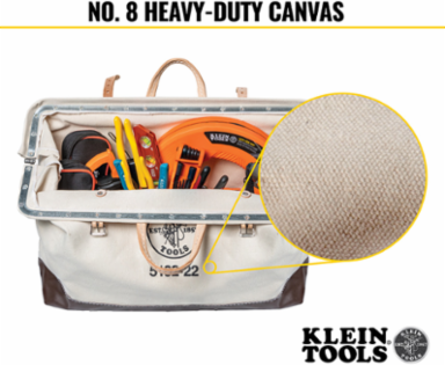 Canvas Tool Bag 22 Inch, Heavy-Duty No. 8 Canvas, Rivet-Reinforced, 3 lbs