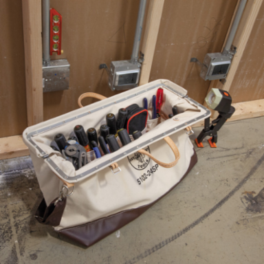 Deluxe Canvas Tool Bag, 24 Inch, 17 Pockets, Heavy-Duty, Moisture-Resistant