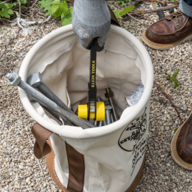 Canvas Bucket with Leather Bottom 12 Inch Diameter, 100 lb Load Rating