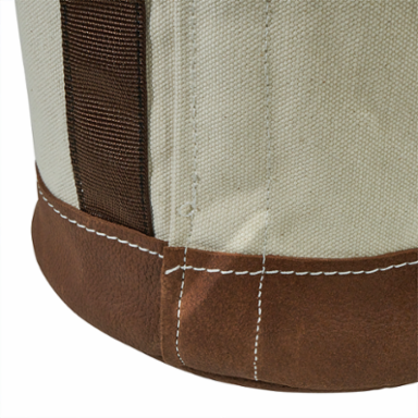Canvas Bucket with Leather Bottom 12 Inch Diameter, 100 lb Load Rating