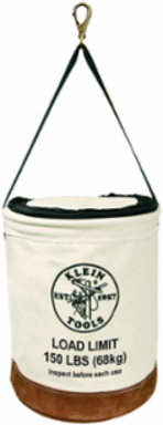 Heavy-Duty Canvas Bucket, 17 Inch, Zipper Closure, Load Rated 150 lb