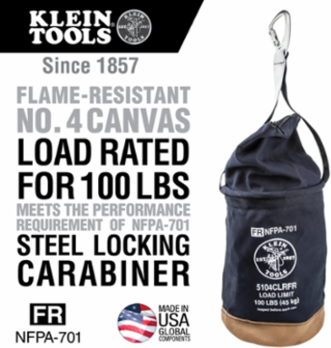 Flame-Resistant Canvas Bucket, 12 Inch Diameter, 100 lb Load Rated