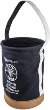 Flame-Resistant Canvas Bucket 12 Inch, Load Rated 100 lb, Leather Reinforced Handle