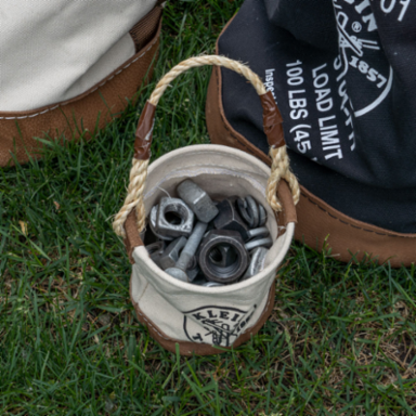 Mini Tool Bucket, Canvas with Leather-Reinforced Bottom, 6 Inch Height, 4-1/2 Inch Diameter
