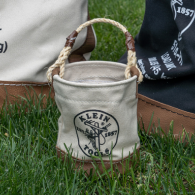 Mini Tool Bucket, Canvas with Leather-Reinforced Bottom, 6 Inch Height, 4-1/2 Inch Diameter