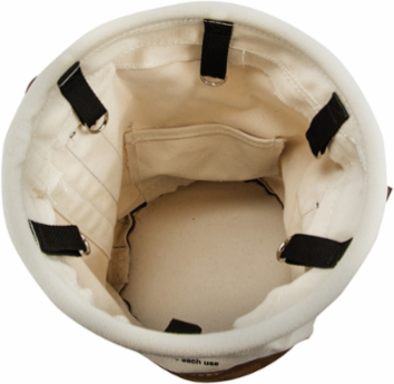 Canvas Bucket with Leather Bottom, 12-Inch Diameter, 15-Inch Height, 100 lb Load Rating