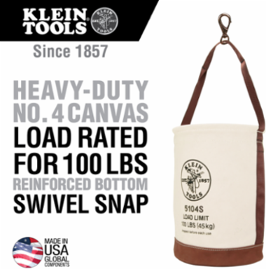 Heavy-Duty Canvas Bucket with Leather Bottom, 12 Inch Diameter, Load Rated 100 lb