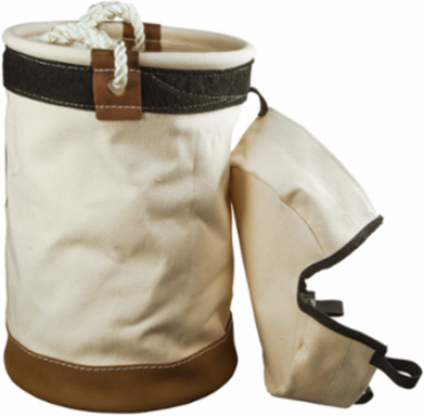 Leather Bottom Tool Bucket with Velcro Closure, 12 Inch Diameter, 17 Inch Height