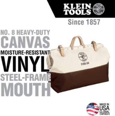 Heavy-Duty Canvas Tool Bag, 24 Inch, Moisture-Resistant Vinyl Bottom, 4 lbs