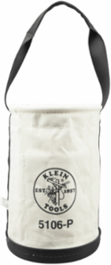 Straight-Wall Tool Bucket with 2 Inside Pockets, 14 Inch Height, 9 Inch Diameter, Canvas