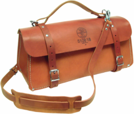 Deluxe Leather Tool Bag, 18 Inch, Extra-Heavy Leather, Brown